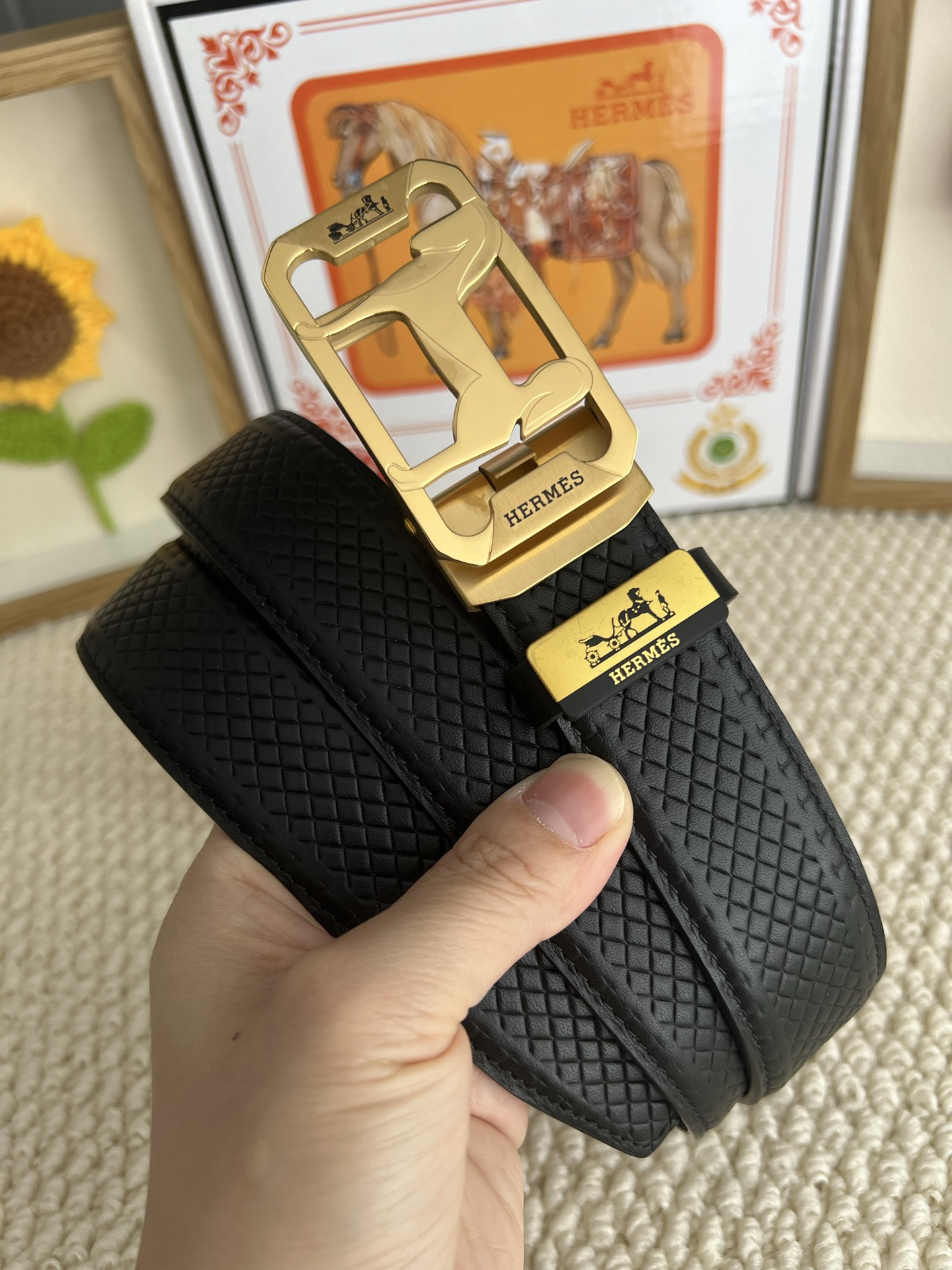 [TOP] HERMES Men's  Belt 3.5cm - Black - 711 Luxury