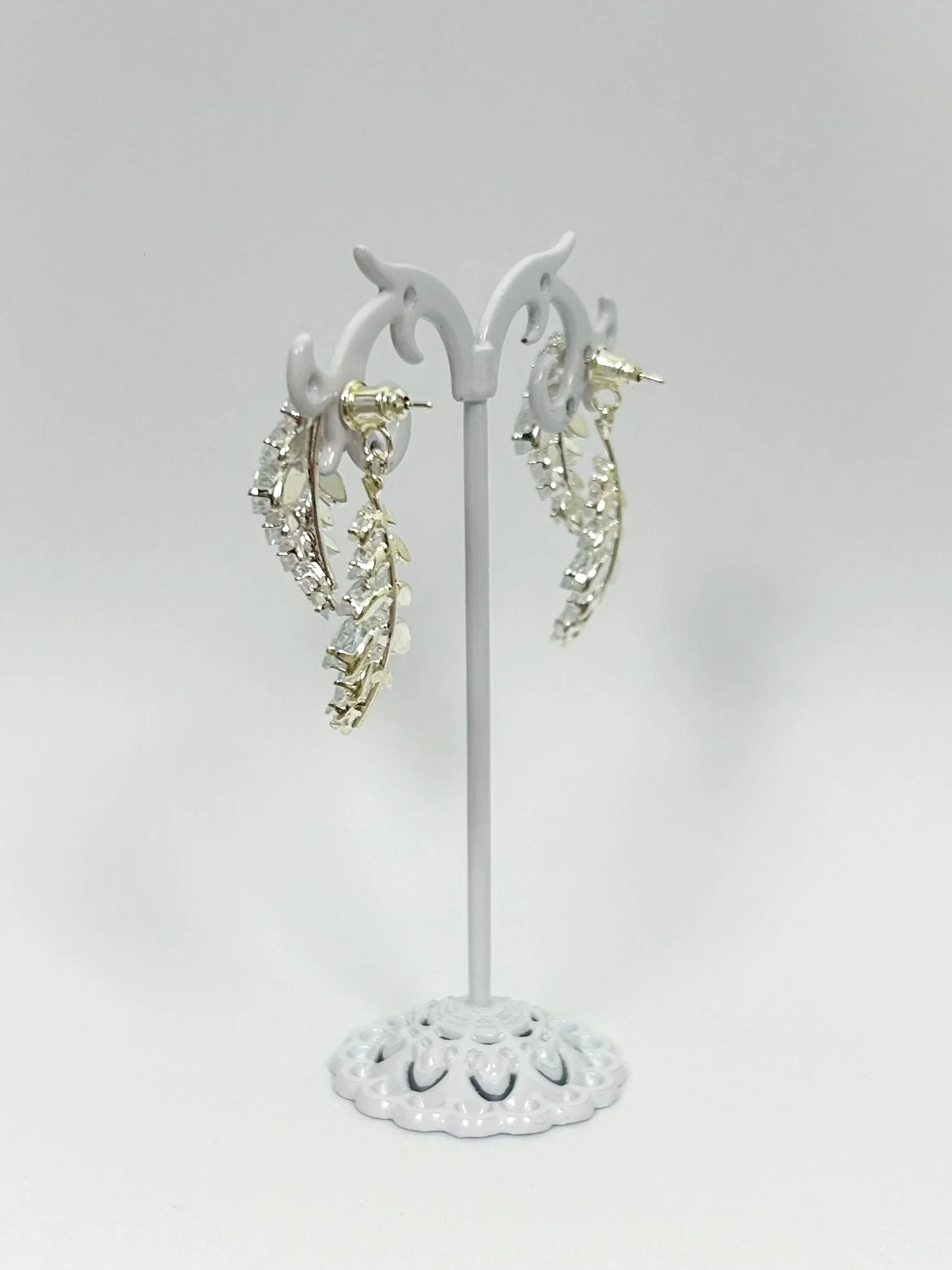 Double Back Diamante Leaf Cluster Earrings (2 Colours)