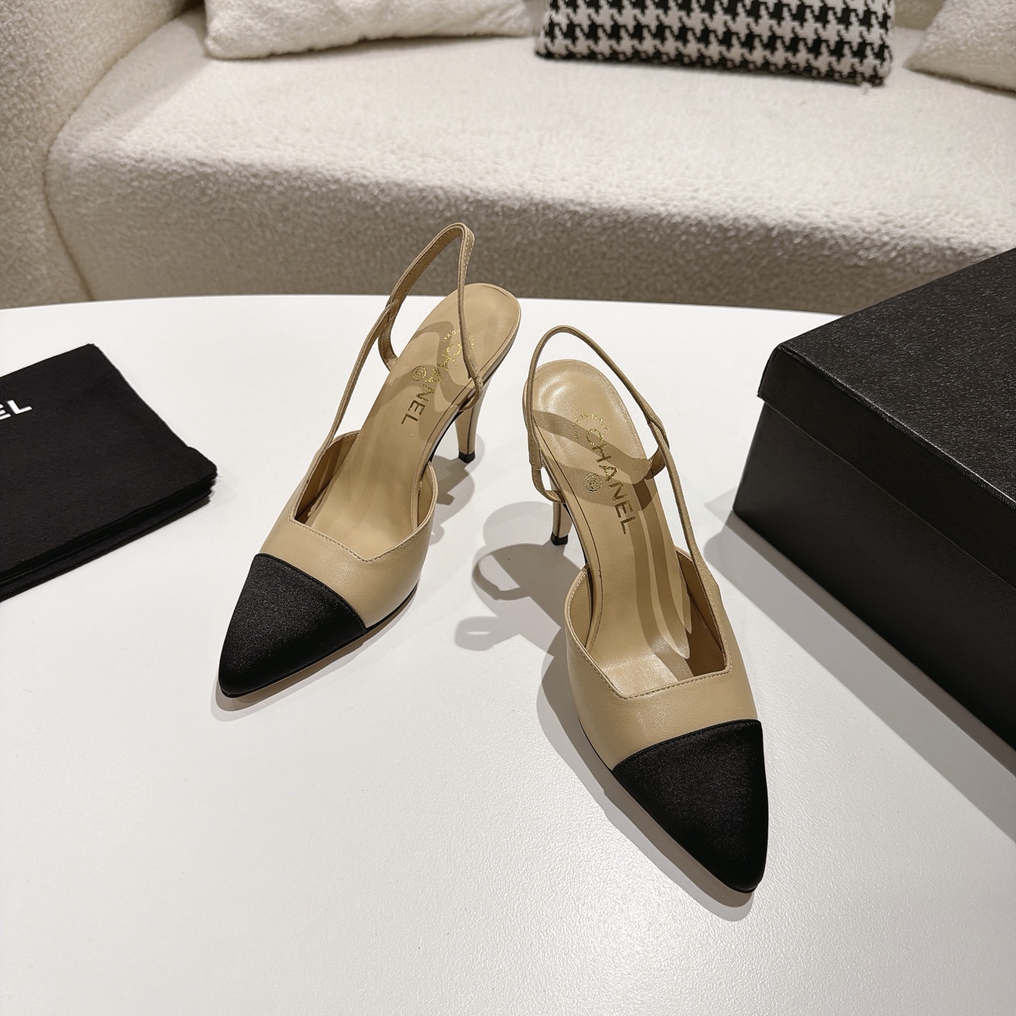 [TOP] CHANEL High Heels Mules - Apricot - 711 Luxury