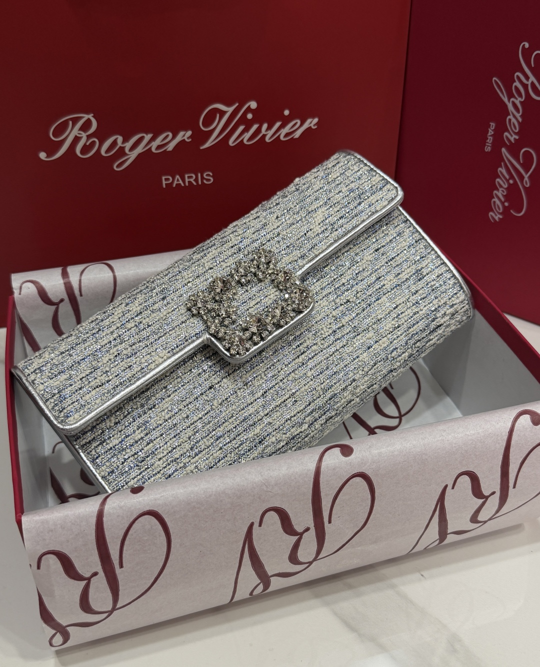 [TOP] ROGER VIVIER Diamond  Bag  24-13-3 CM - Sliver - 711 Luxury