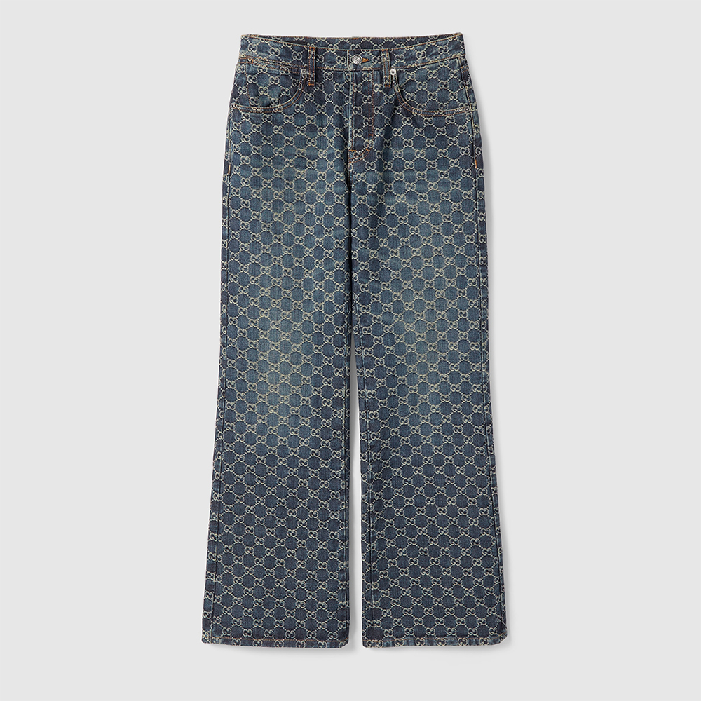 GUCCI GG Cotton Denim Jacquard Pants #383994