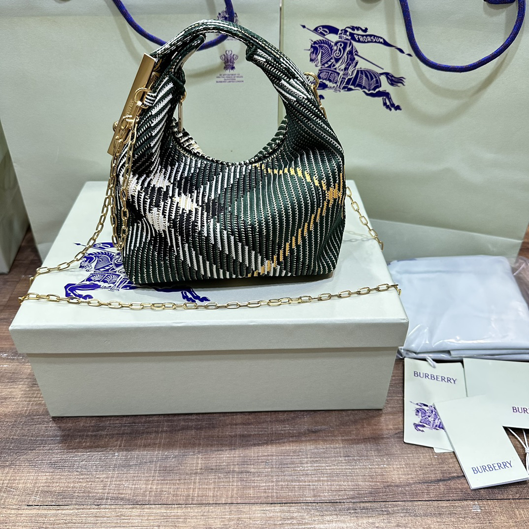 [TOP] BURBERRY Plaid Bag 16×10× 26cm - Green - 711 Luxury