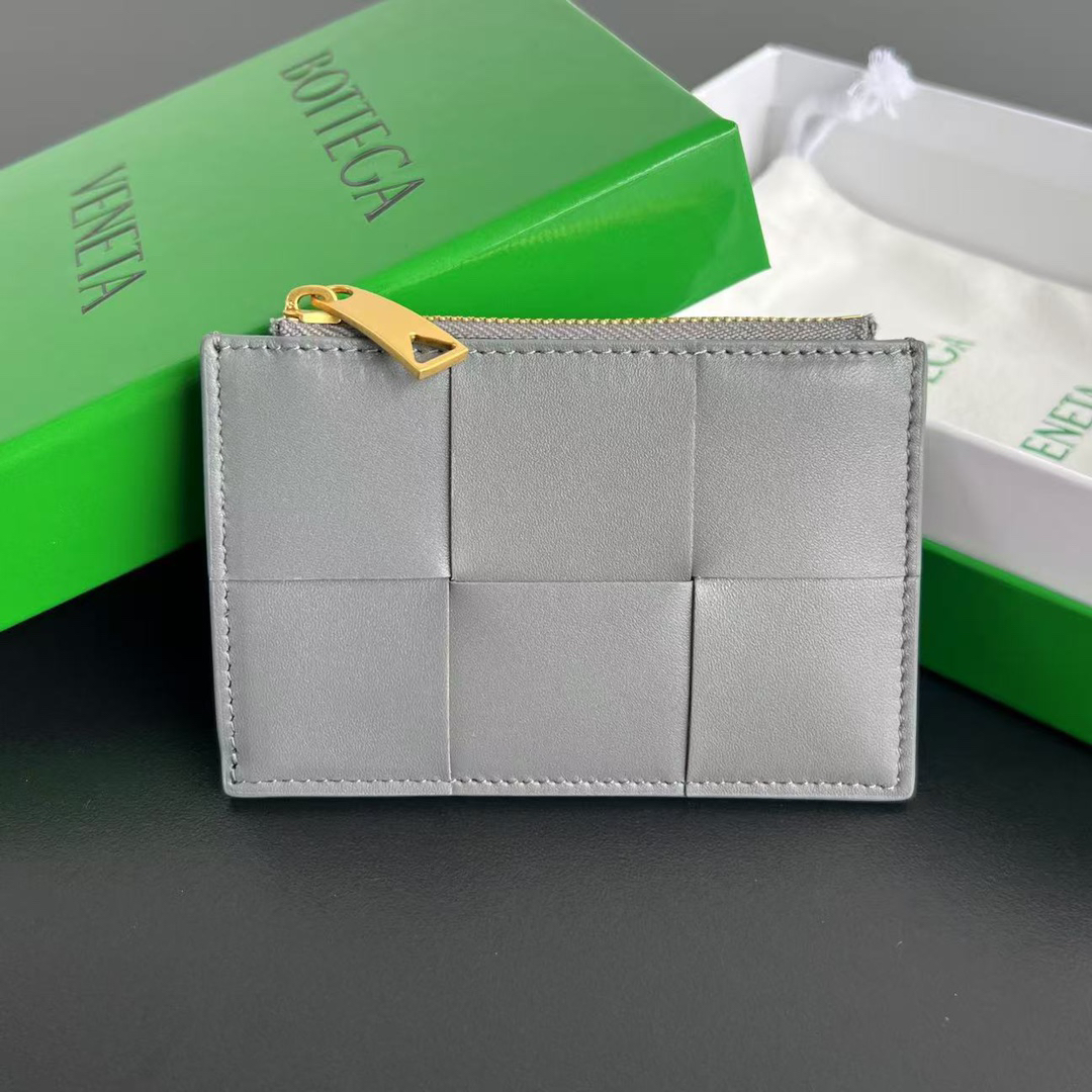 [TOP] Bottega Veneta BV  Card Holder 12x8x0.5 cm  -  Gray - 711 Luxury