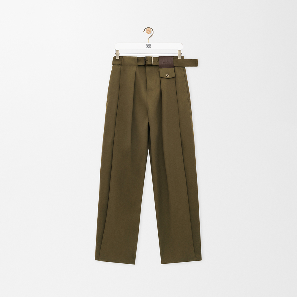 LOEWE Trousers in Cotton and Silk Green #393032