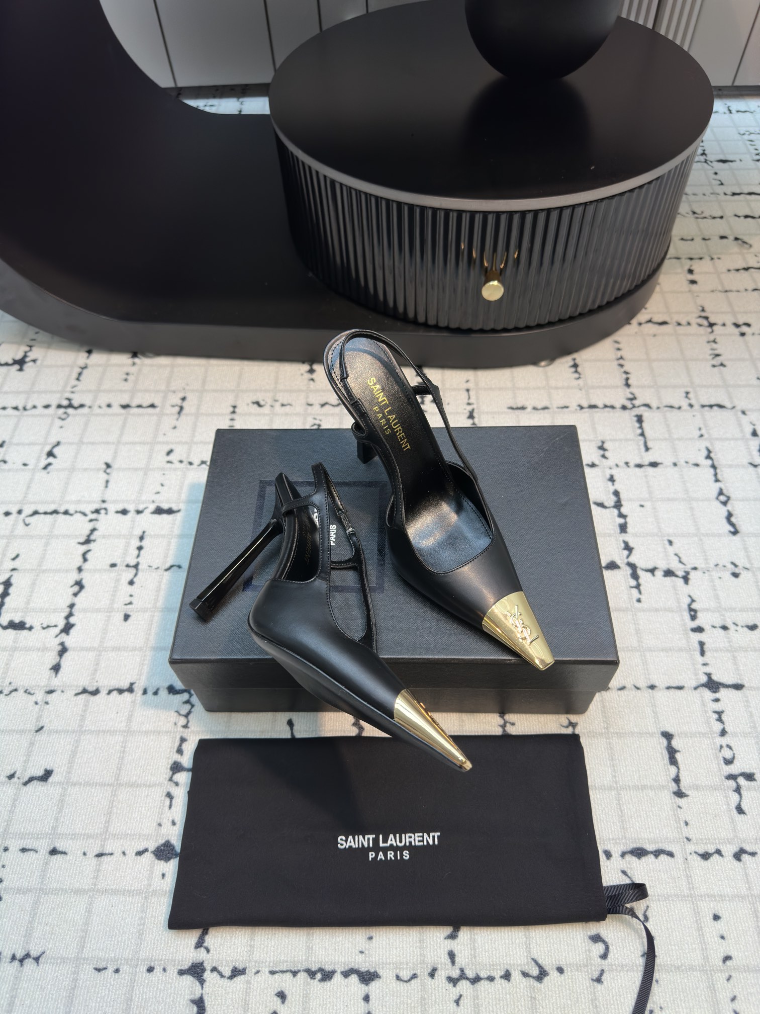 [TOP] Yves Saint Laurent YSL High Heels - Black - 711 Luxury