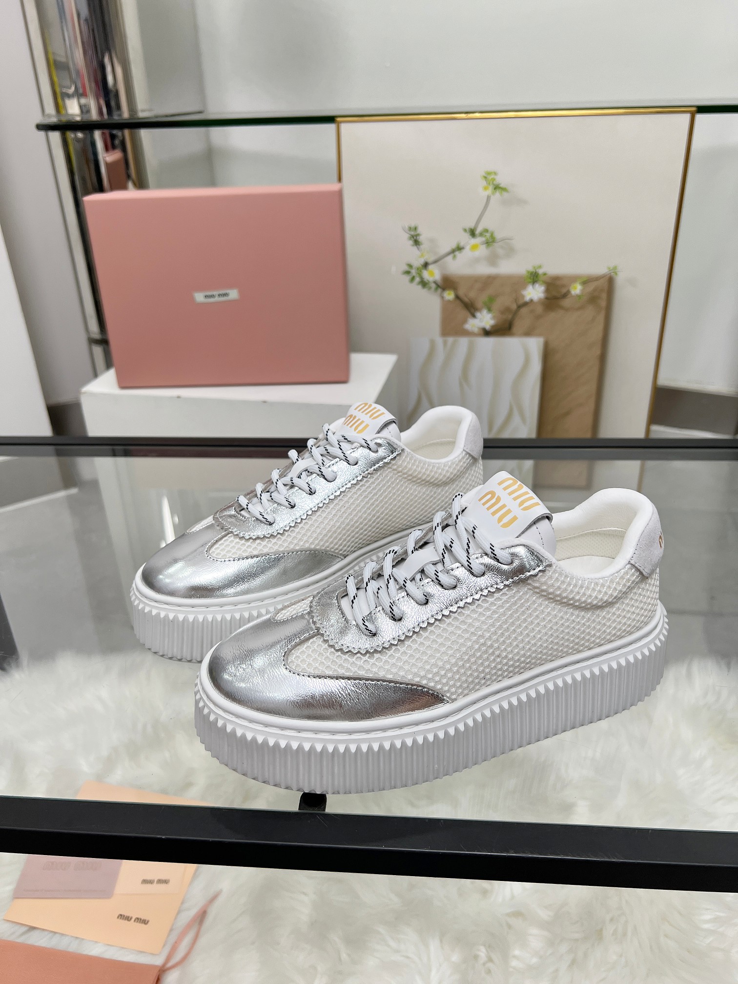[TOP] Miu Miu Casual Shoes - Silver - 711 Luxury