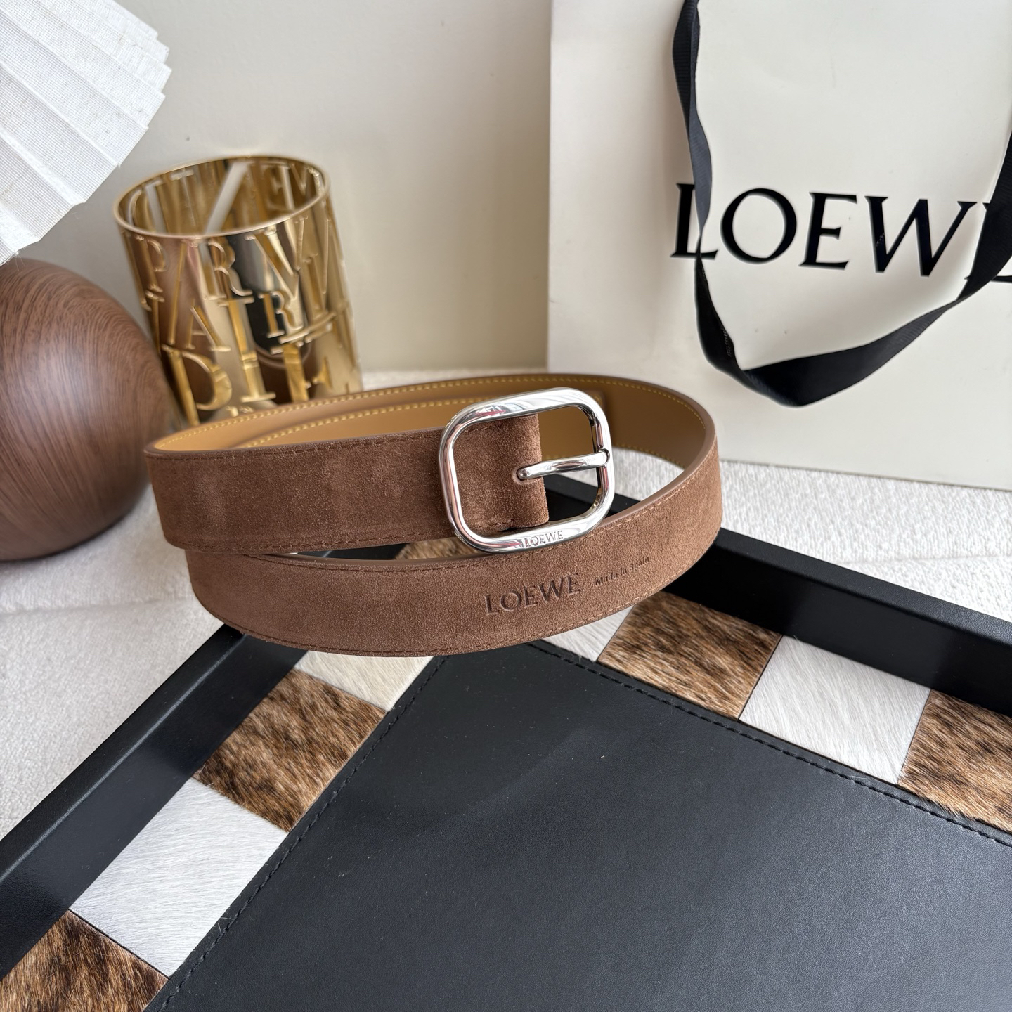 [TOP] LOEWE Leather Belt 3.2cm - Brown - 711 Luxury