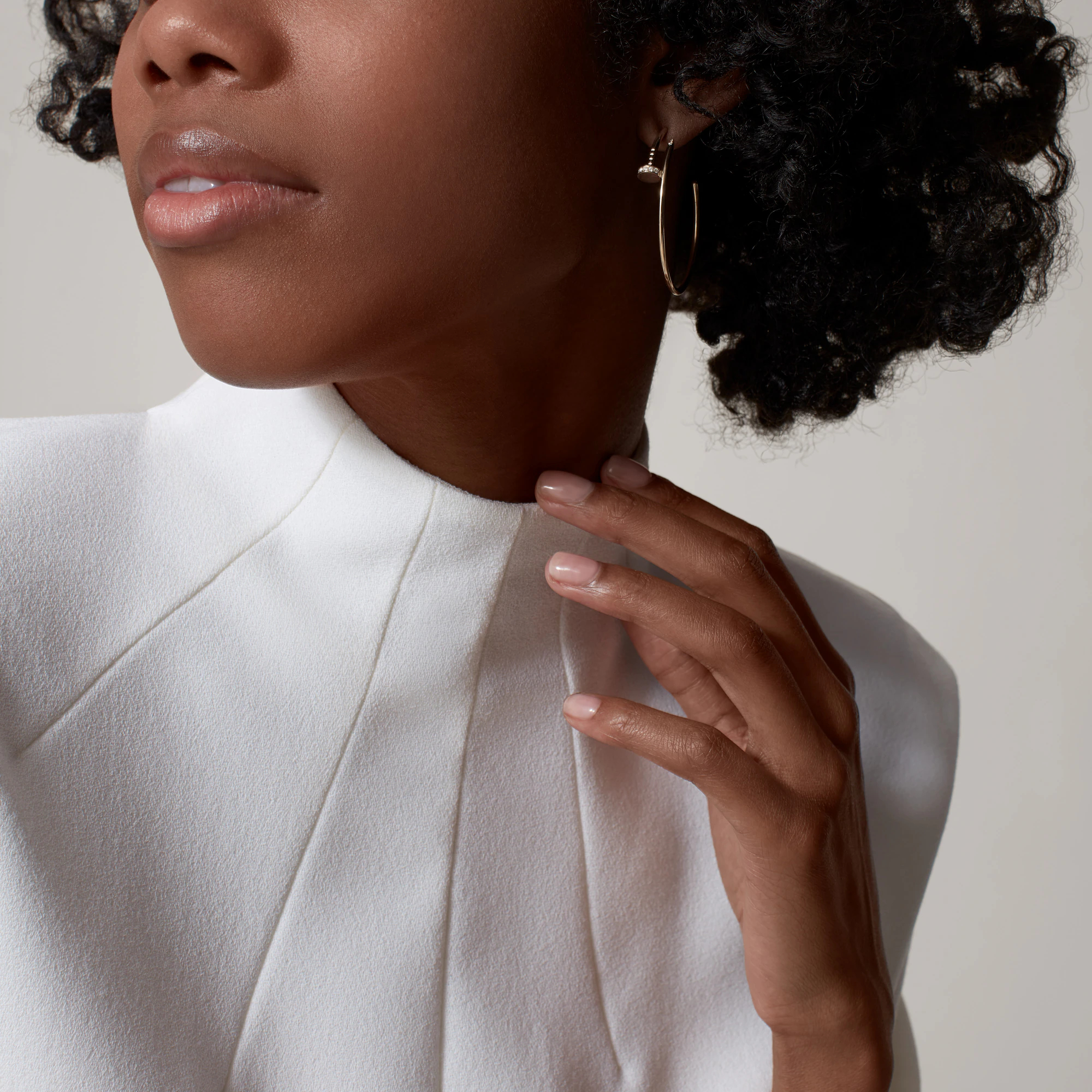 Carty Nails Solo Trace Earrings,Yellow Gold Moissanite ,Large Model