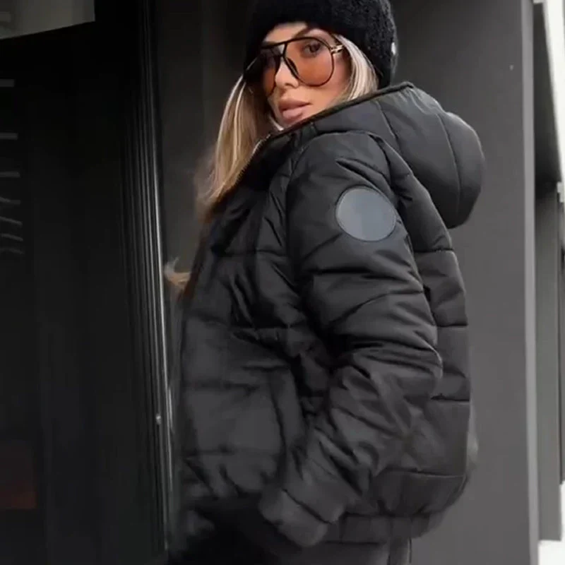 Damen lässige, warme Jacke mit Kapuze