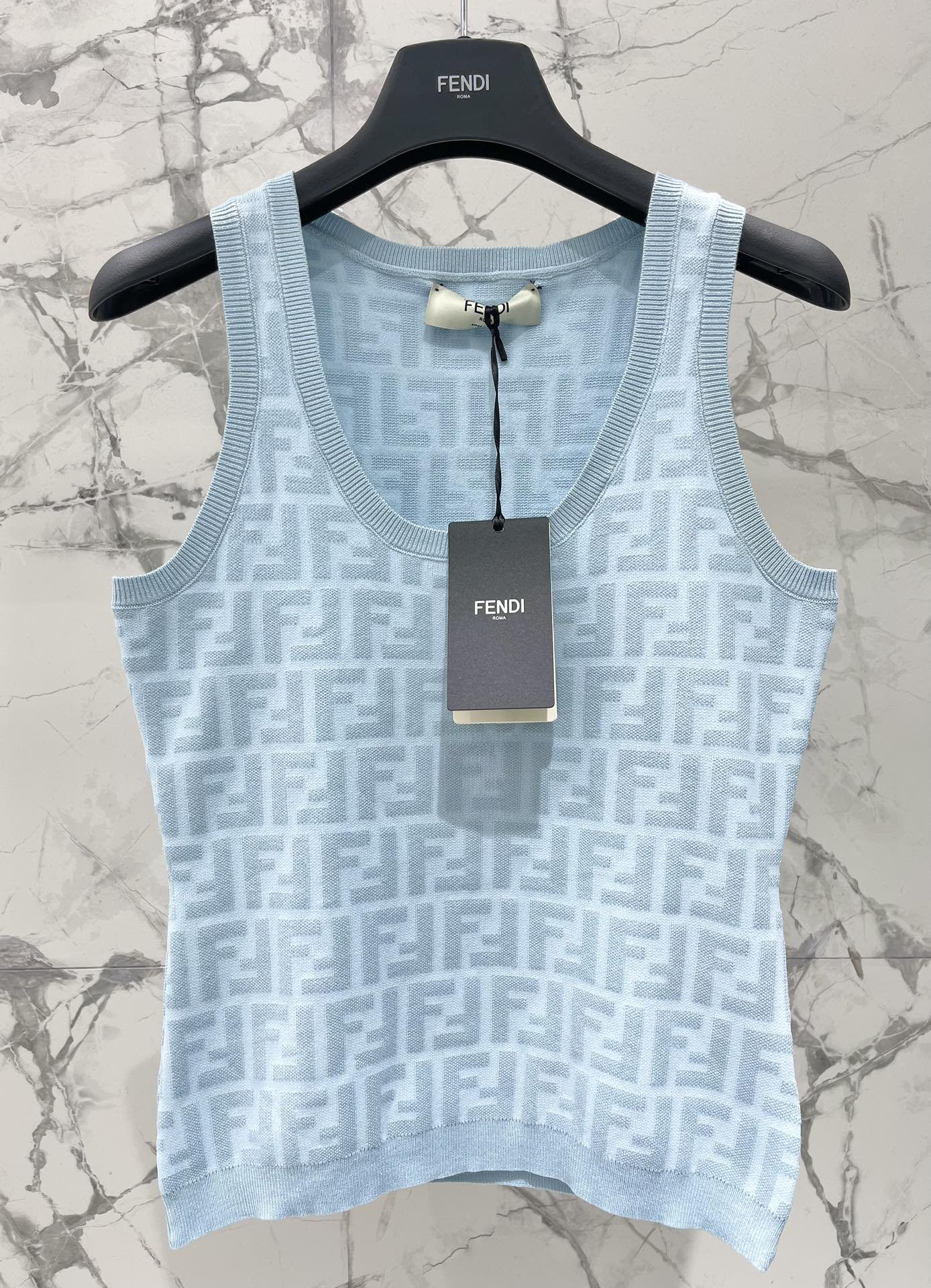 [TOP] FENDI Knit Vest - Blue - 711 Luxury