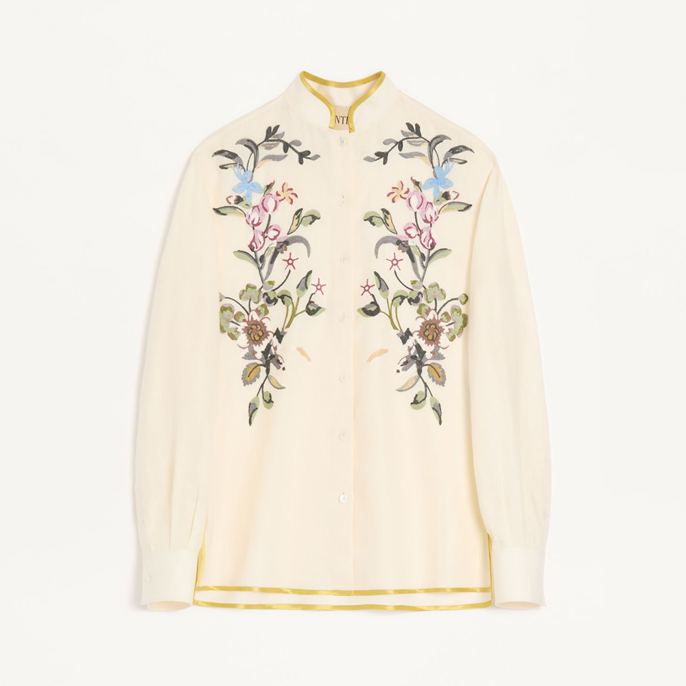 Valentino Embroidered Linen Shirt for Woman in Ivory #382492