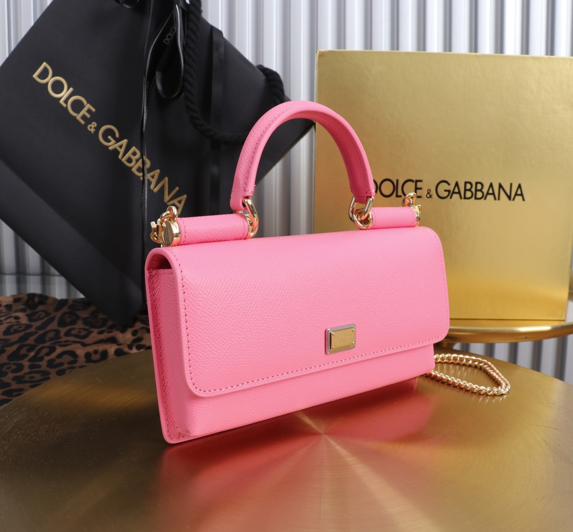 [TOP] Dolce & Gabbana D&G Bag Palm Print Cowhide Bag 20x11x3cm - Cherry Blossom Pink - 711 Luxury