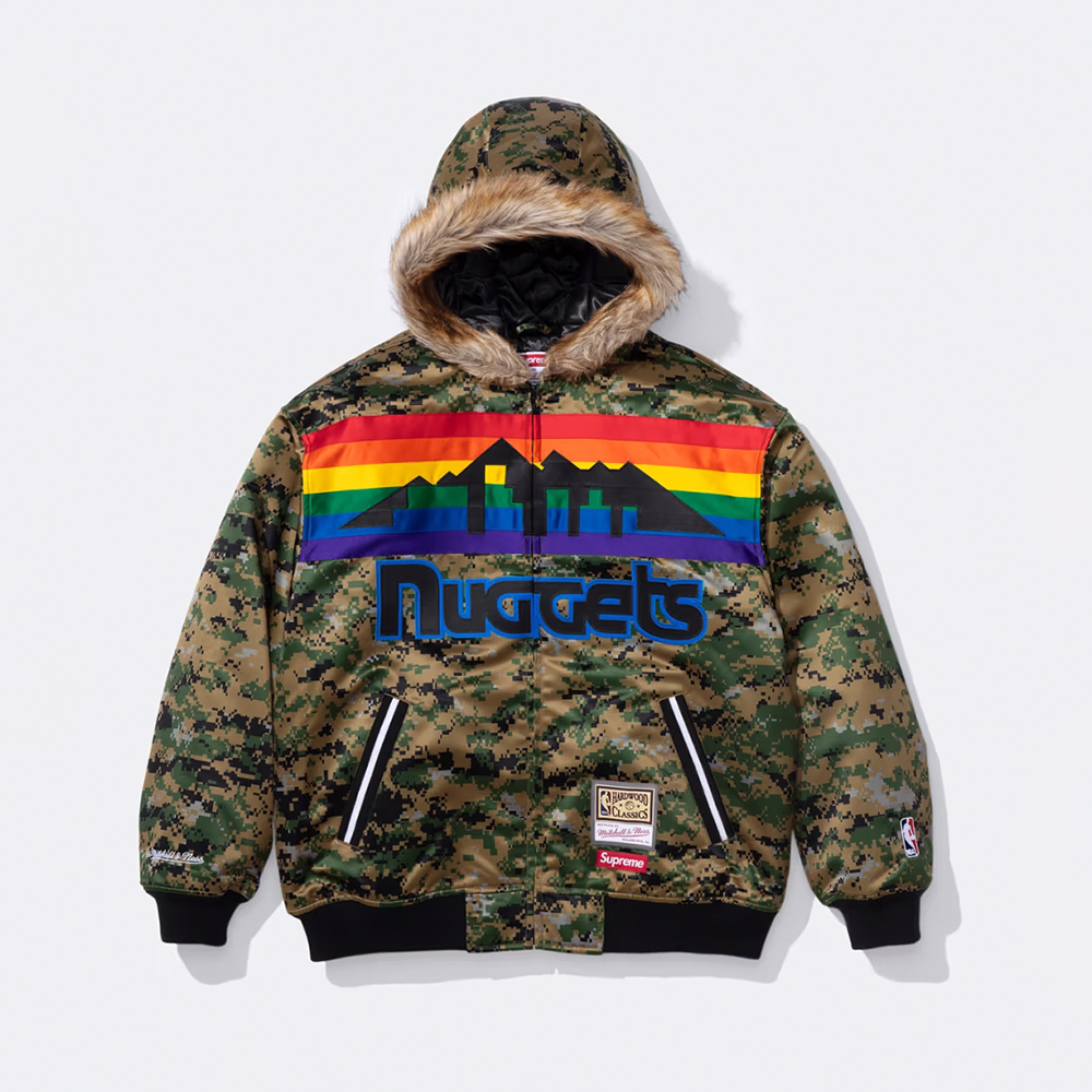 Designer Clothing Supreme X Mitchell & Ness Teams Hooded Satin Varsity Jacket #390408 View 2 | Nigo Office
