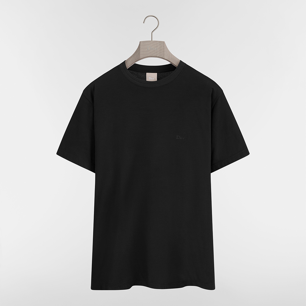 Dior black Clothing DIOR T-Shirt with Dior Embroidery Relaxed Fit Black Sea Island Cotton Jersey #393117 | Nigo Office