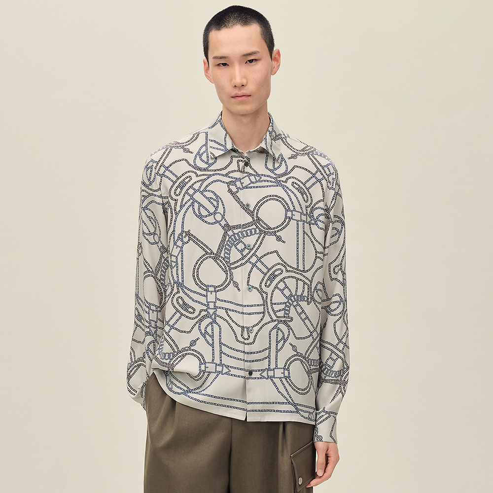 Hermès Eperon d Or Quadrilignes straight cut shirt #389107