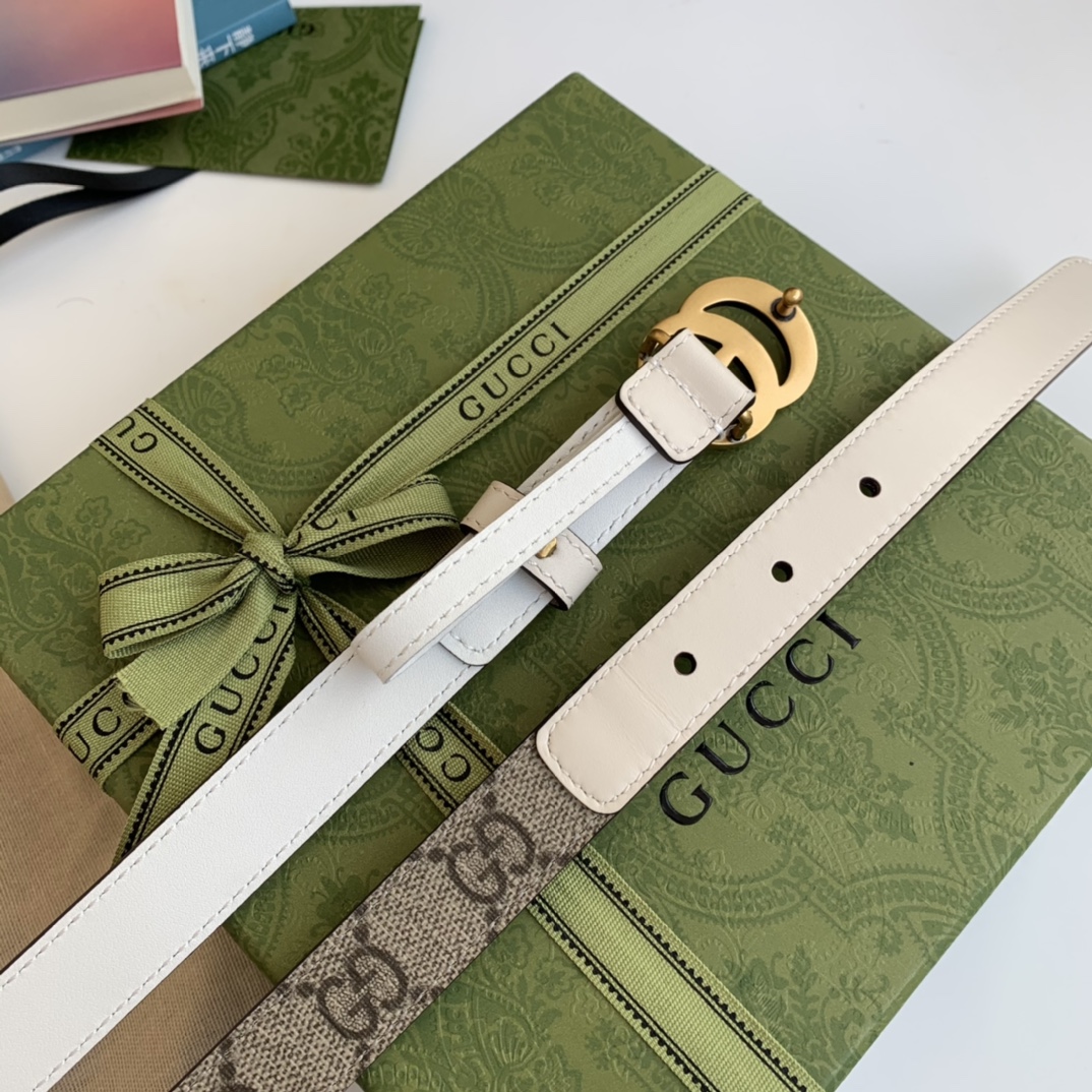 [TOP] GUCCI GG Belt Calfskin/Supreme Canvas 2.0cm - White - 711 Luxury
