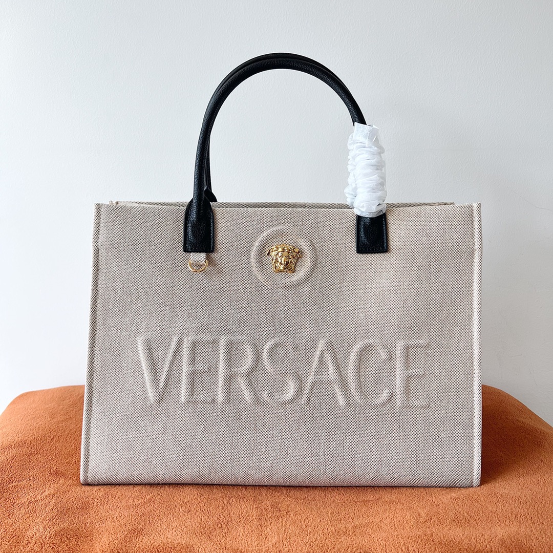 [TOP] VERSACE Denim Tote Bag 40x16x29cm - Beige - 711 Luxury