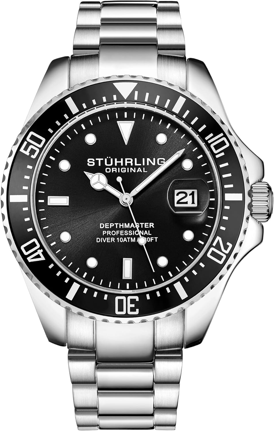 Stuhrling Original Men's Dive Watch - Blue Dial Dive Watch for Men, Swiss Quartz, Two Tone Stainless Steel Wrist Watch, 100M Water Resistant Watch, Durable Watch for Men, Classic Men’s Wrist Watch
