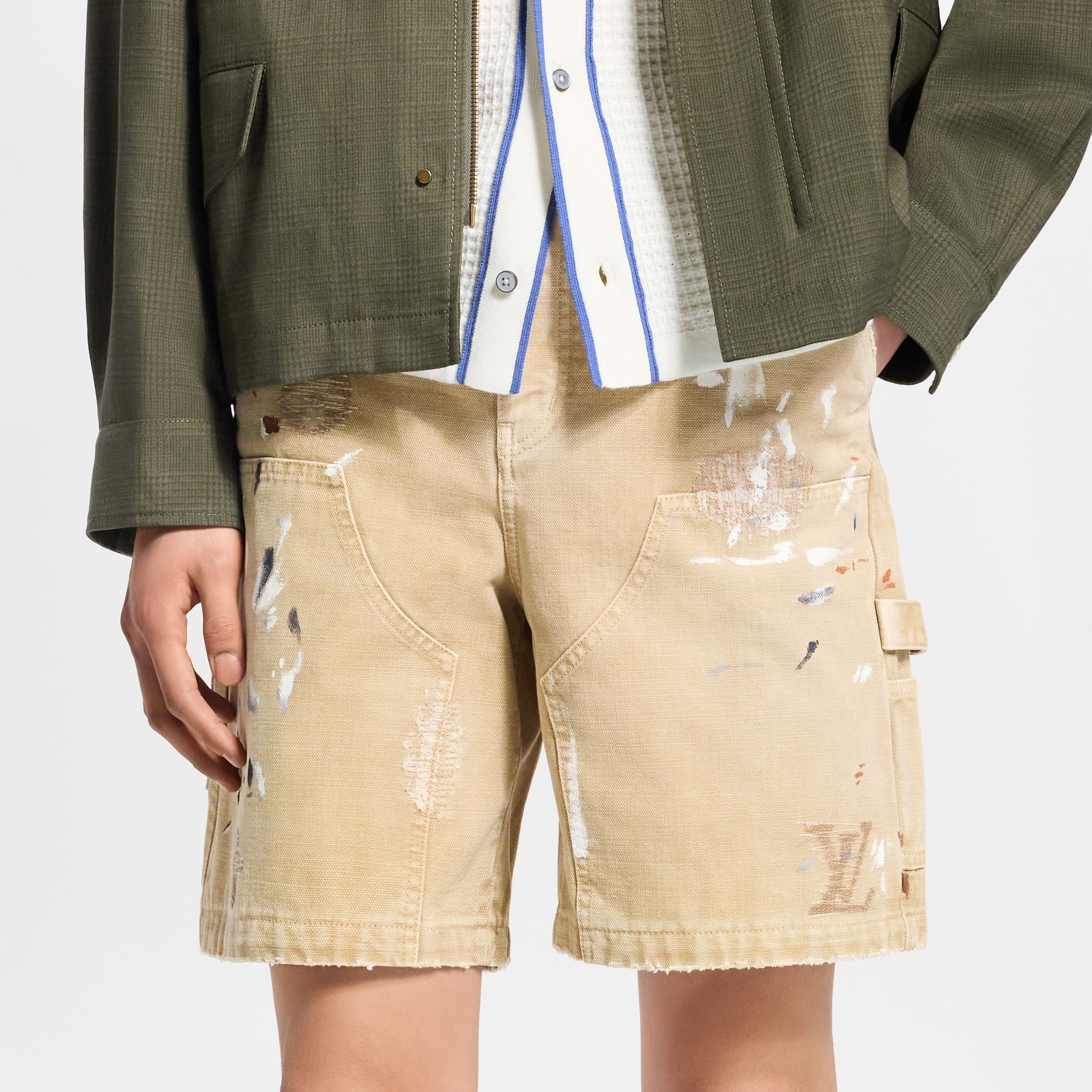 LOUIS VUITTON Embellished Denim Carpenter Shorts #386538