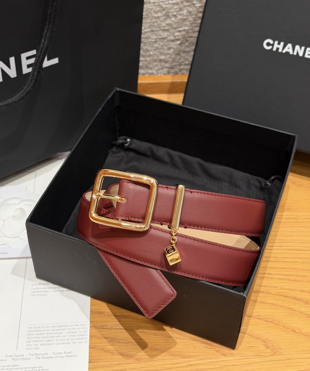 [TOP] CHANEL Cowhide Belt 3 cm - Dark Red - 711 Luxury