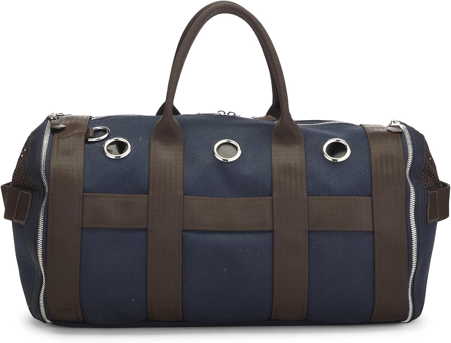 Hermès, Pre-Loved Canvas Dog Carrier, Navy