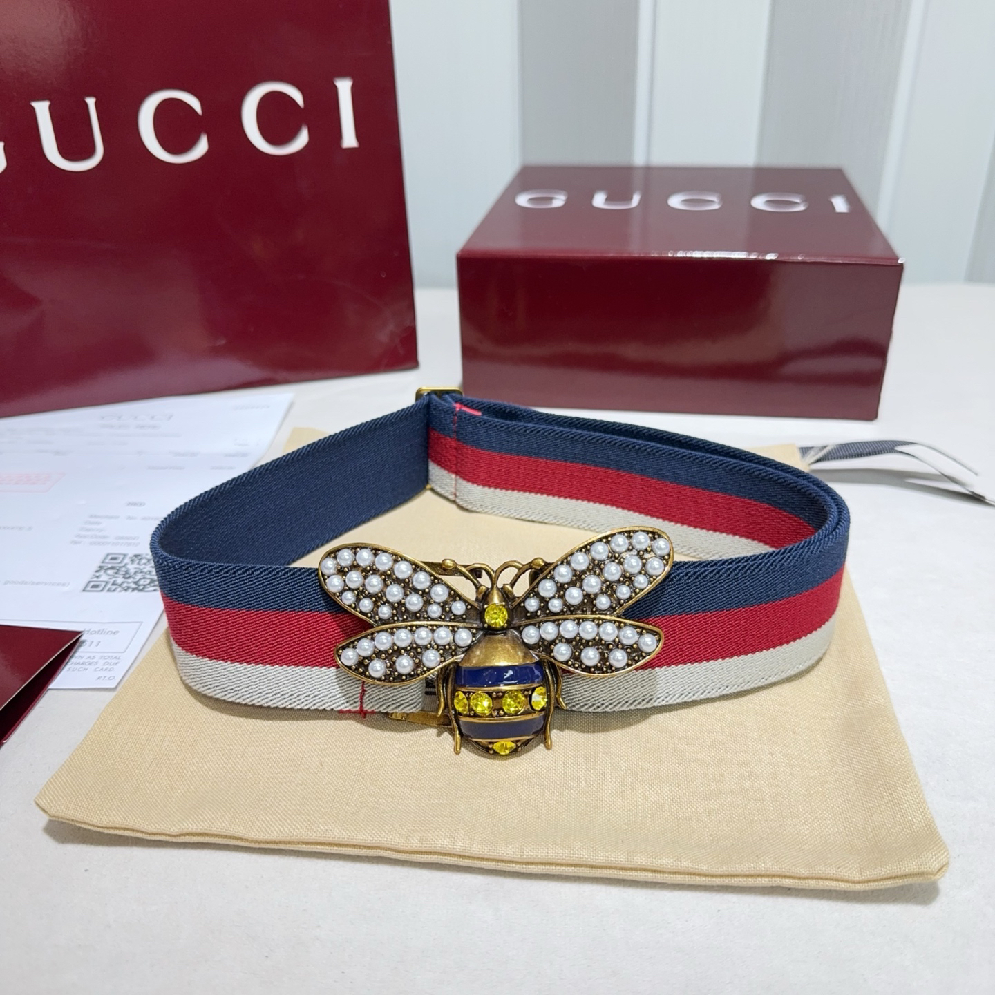 [TOP] GUCCI Elastic Nylon Fabric Belt 3.8 cm - 2 Colors - 711 Luxury
