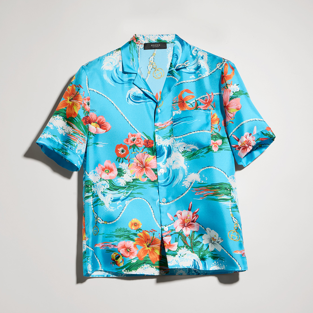 Gucci Printed Polyester Poplin Swim Shorts and Shirt in Multicolor #386769