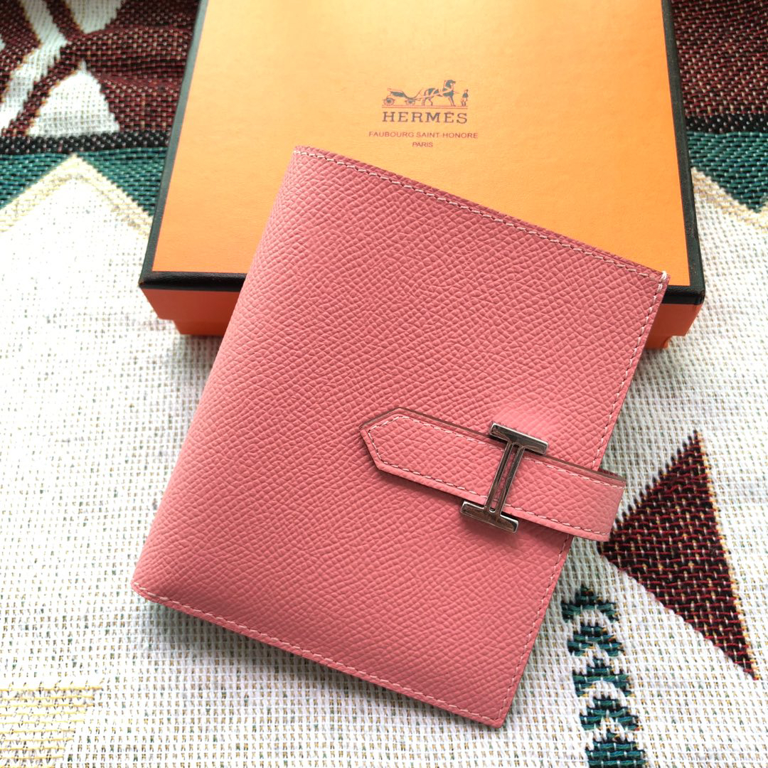 [TOP] HERMES Bearn Short Wallet Epsom 12cmx10cm - Milkshake Pink