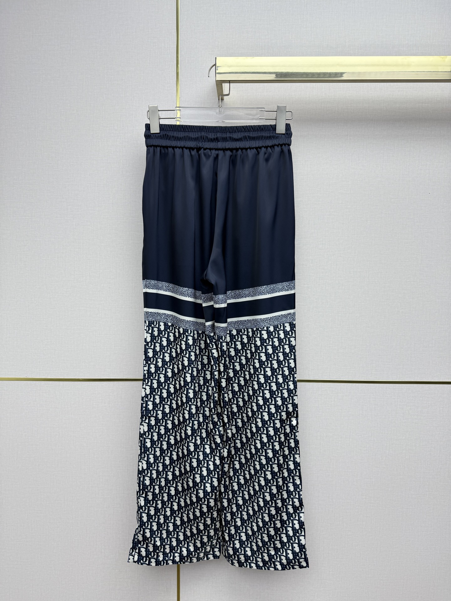 [TOP] Christian Dior Wide-leg Trousers in Classic Monogram Print - Navy Blue