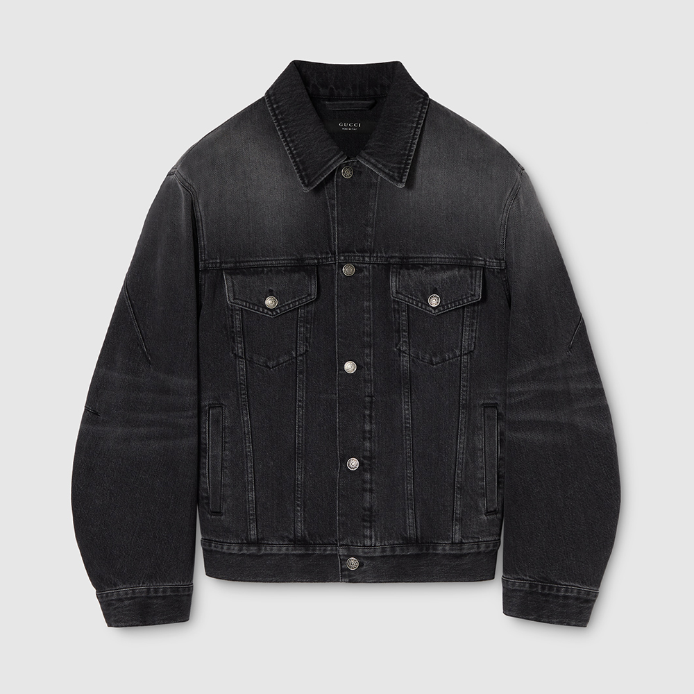 GUCCI Washed Certified Cotton Denim Jacket and Pants in Dark Grey #396911