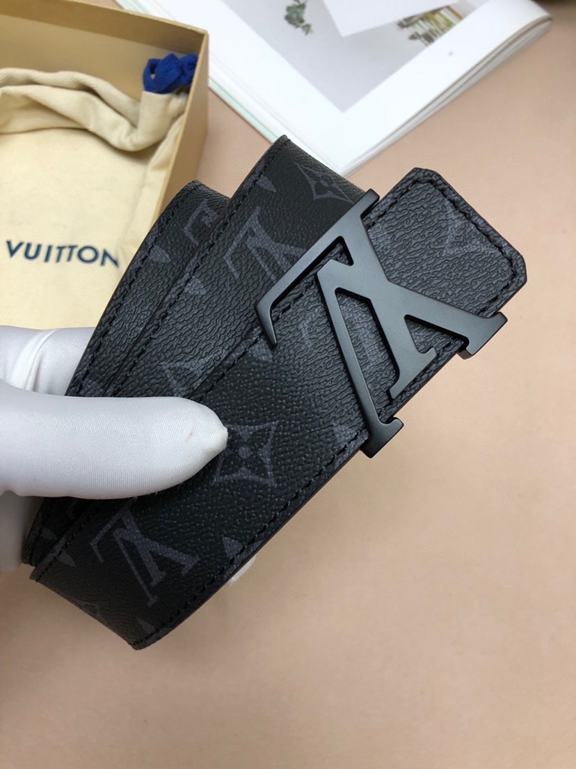 [TOP] Louis Vuitton LV Belt Cowhide 4cm - Black - 711 Luxury