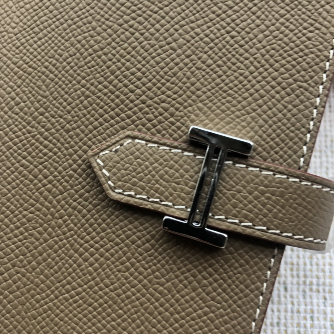 [TOP] HERMES Bearn Wallet Epsom Leather 17.5/9.5cm - Etoupe - 711 Luxury