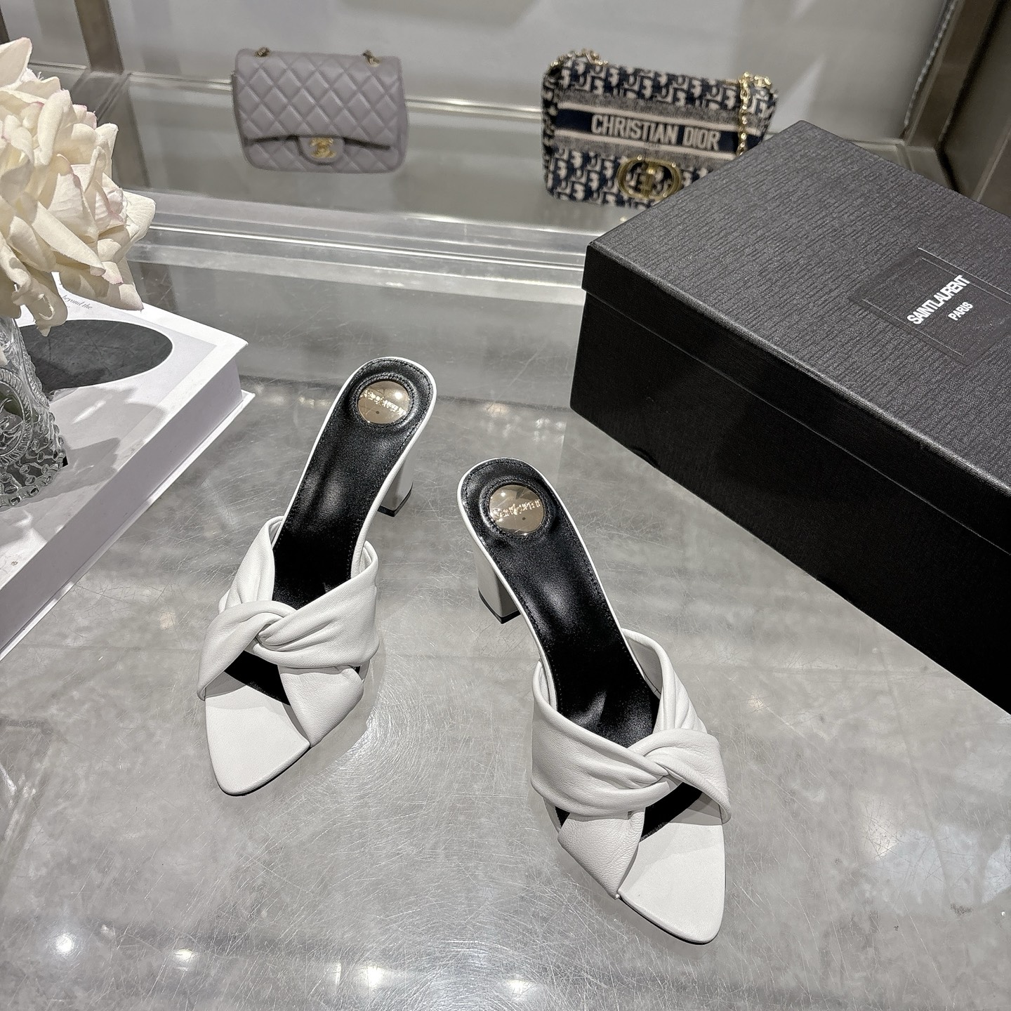 [TOP] Yves Saint Laurent YSL High Heels - White - 711 Luxury