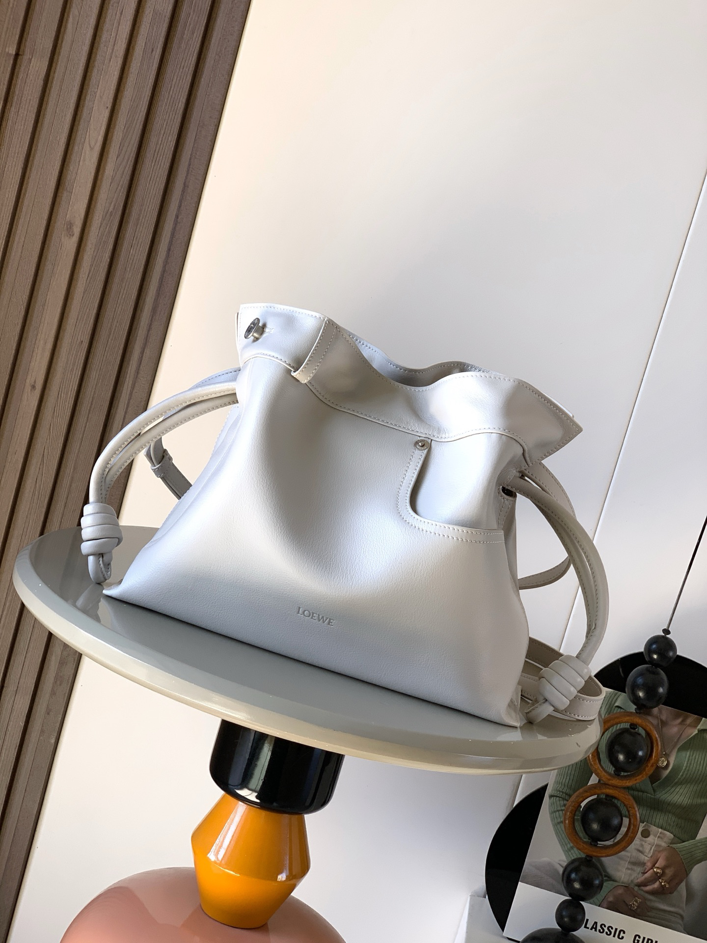 [TOP] LOEWE Flamenco Bag Cowhide Leather 30x24.5x10.5cm - Light Gray - 711 Luxury