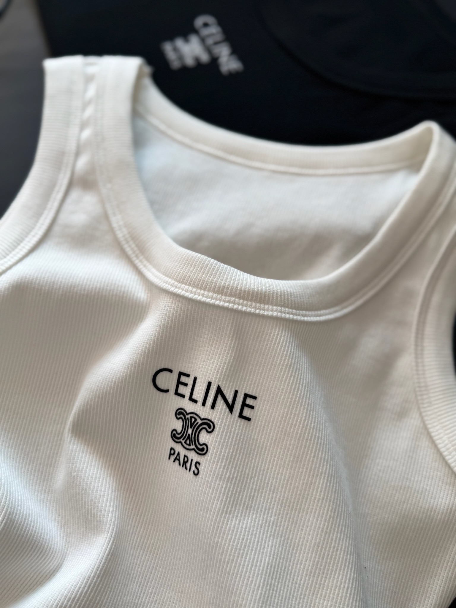 [TOP] CELINE U-neck Striped Vest - 2 Colors