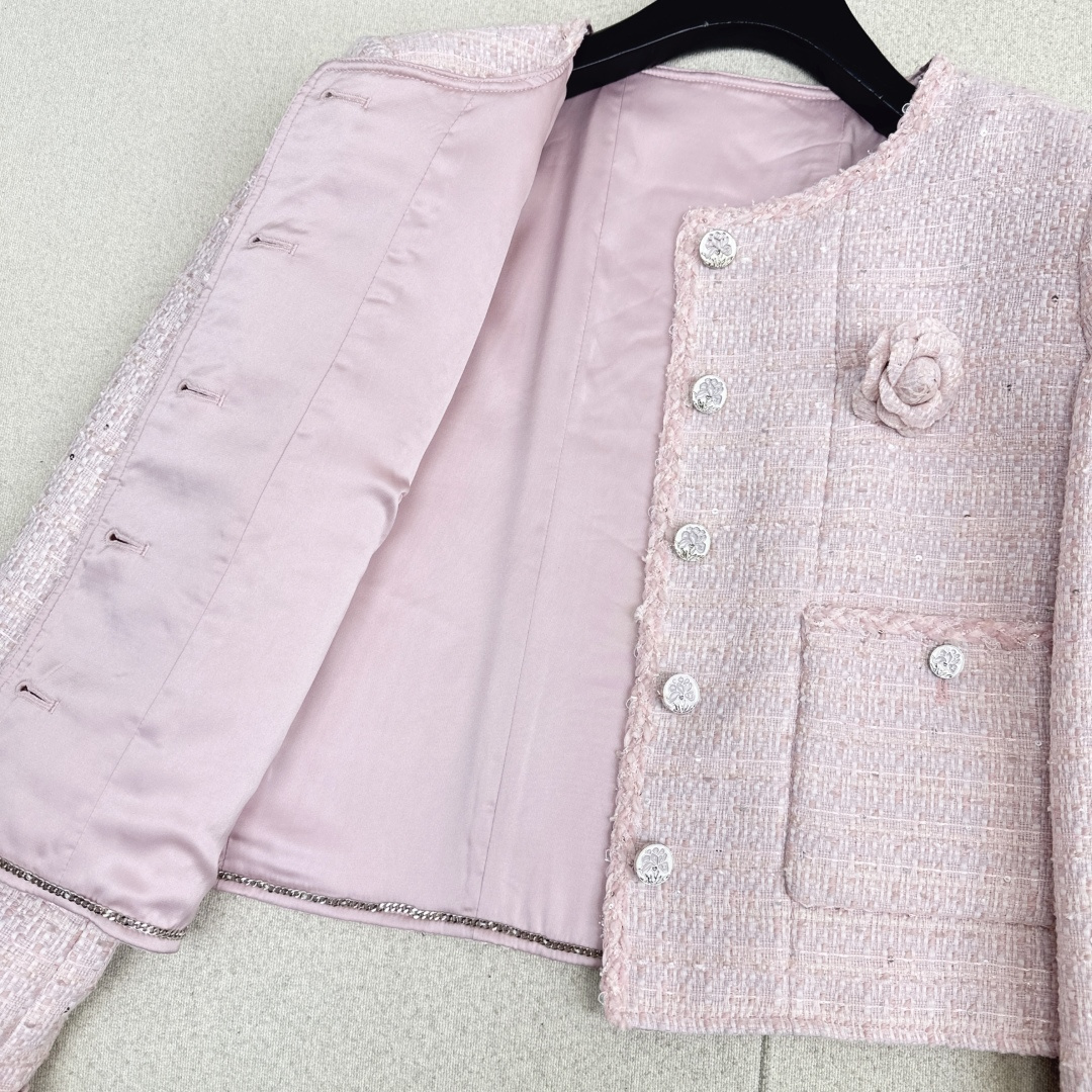 [TOP] CHANEL  Short Woven Jacket - Pink