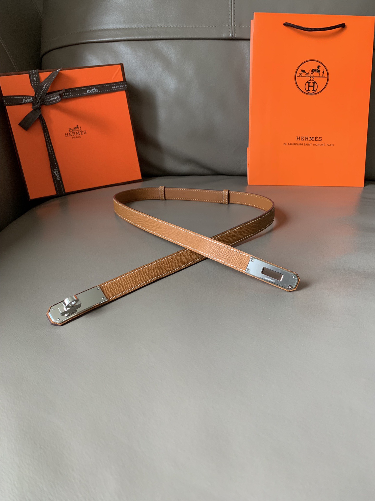 [TOP] HERMES Kelly Calfskin Belt 18mm - Brown - 711 Luxury