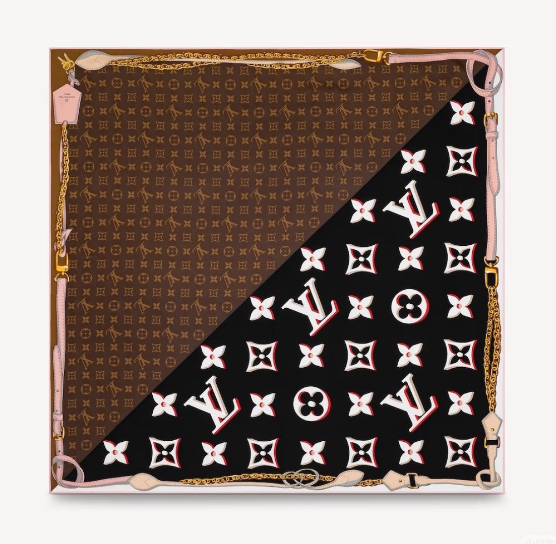[TOP] Louis Vuitton LV Silk Scarf - Brown