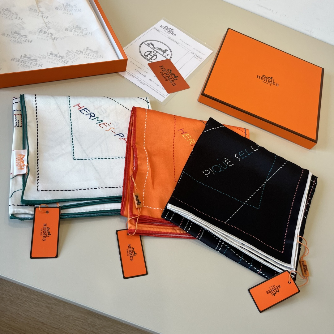 [TOP] HERMES Square Silk Scarf 90*90cm - 3 Colors