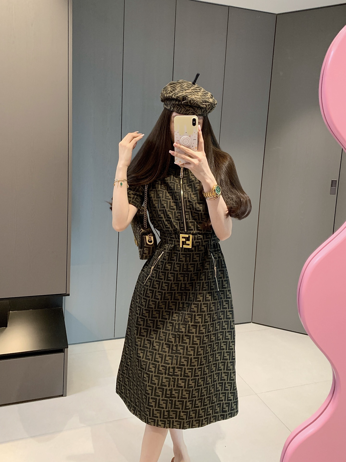 [TOP] FENDI FF Dress - Brown