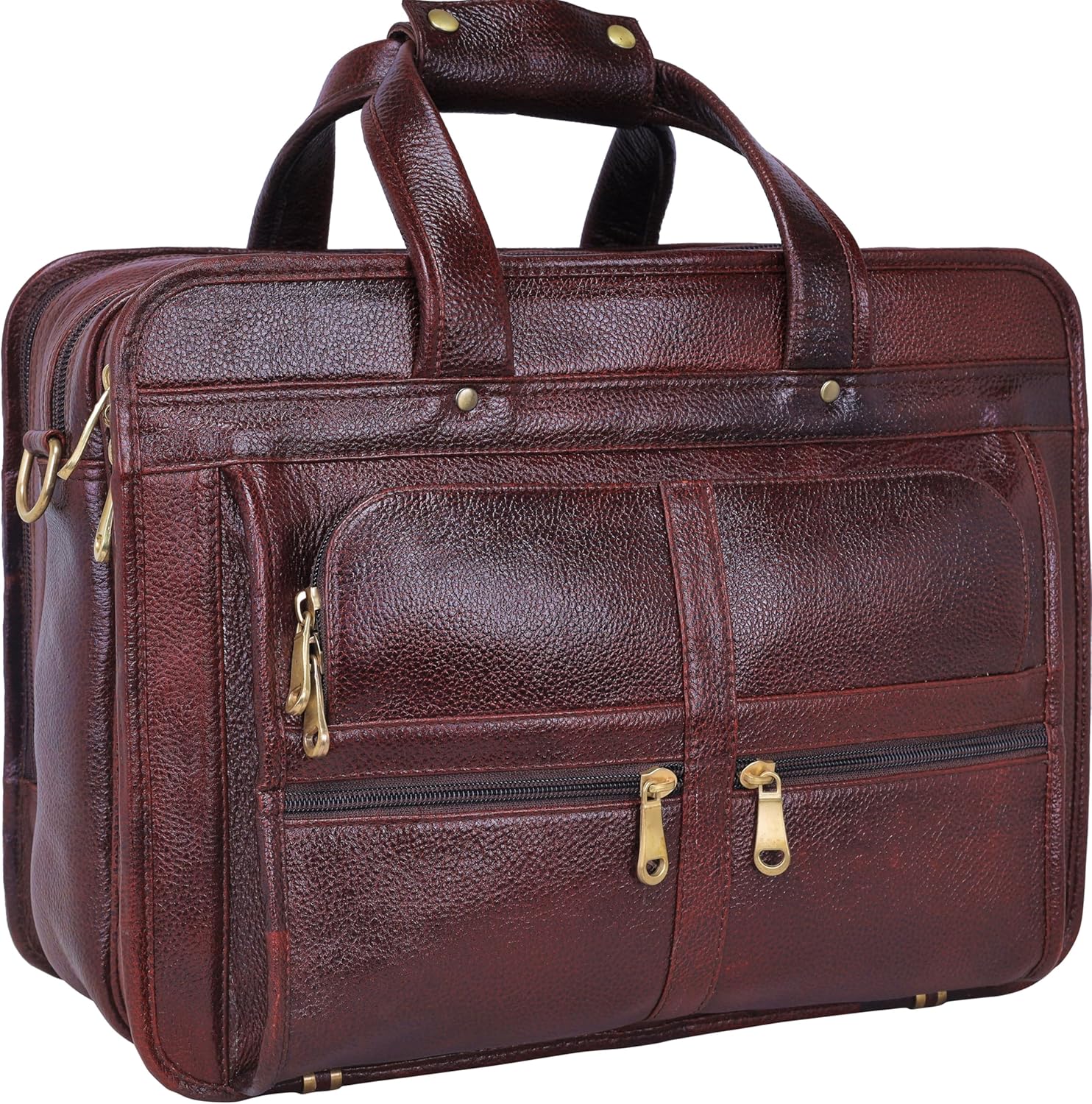 DA LV Full Grain Leather Briefcase for Men - Business Laptop Bag - Imported Handmade Leather Bag - Attache -Men Gifts