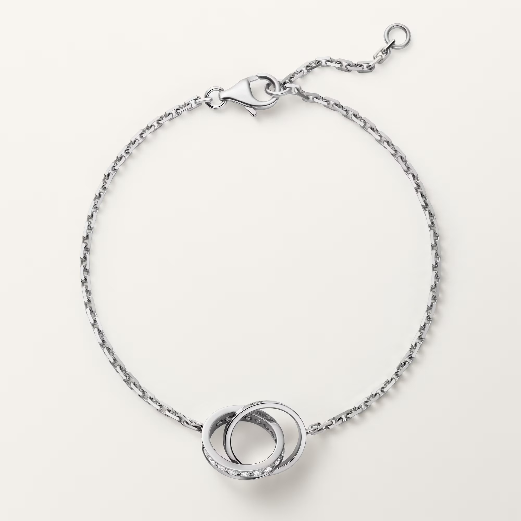 Carty Love Luna Loop Bracelet, White Gold, Half-Paved