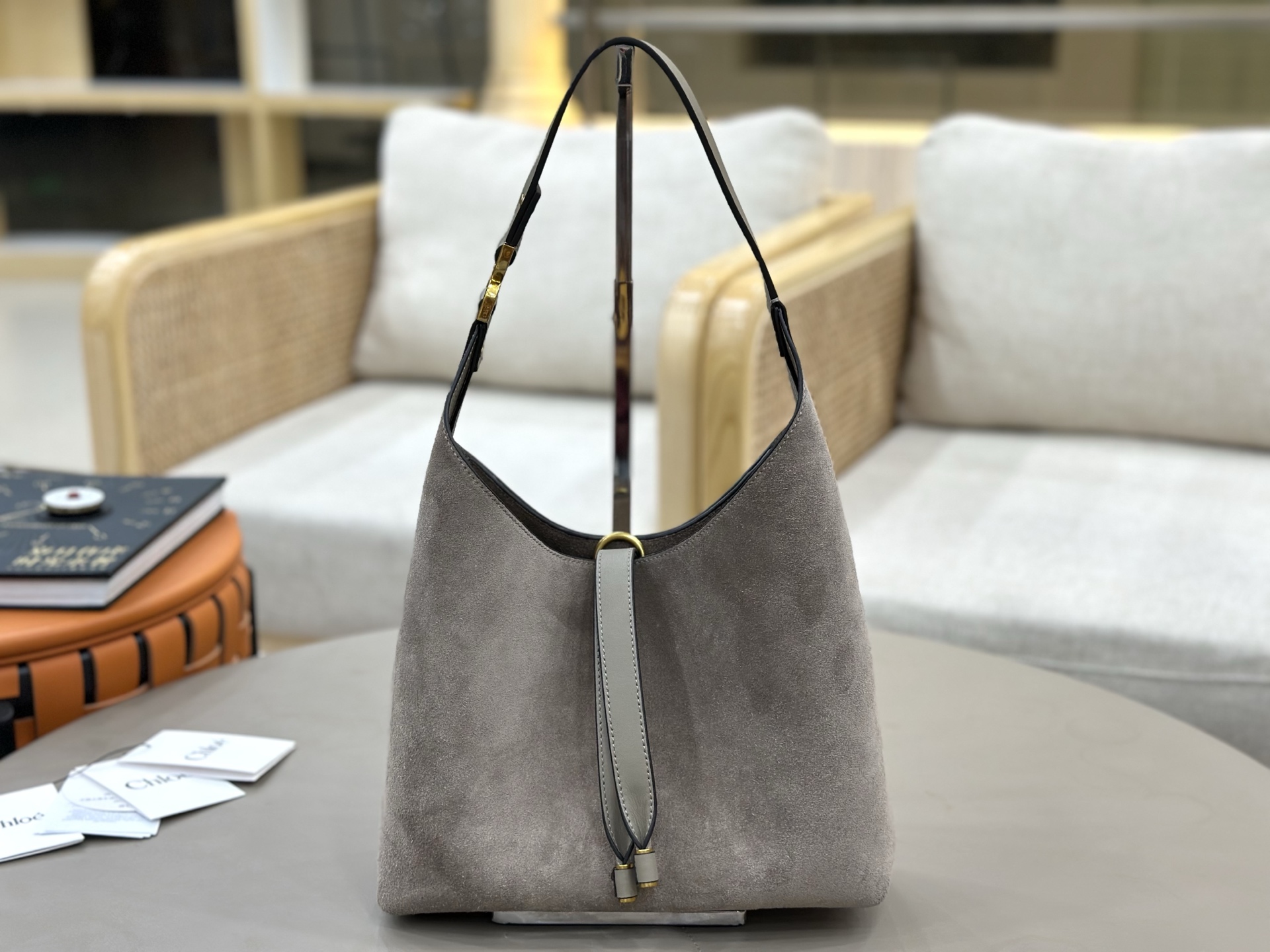 [TOP] Chloe Hobo Bag Suede Leather 36*29*10cm - Grey - 711 Luxury