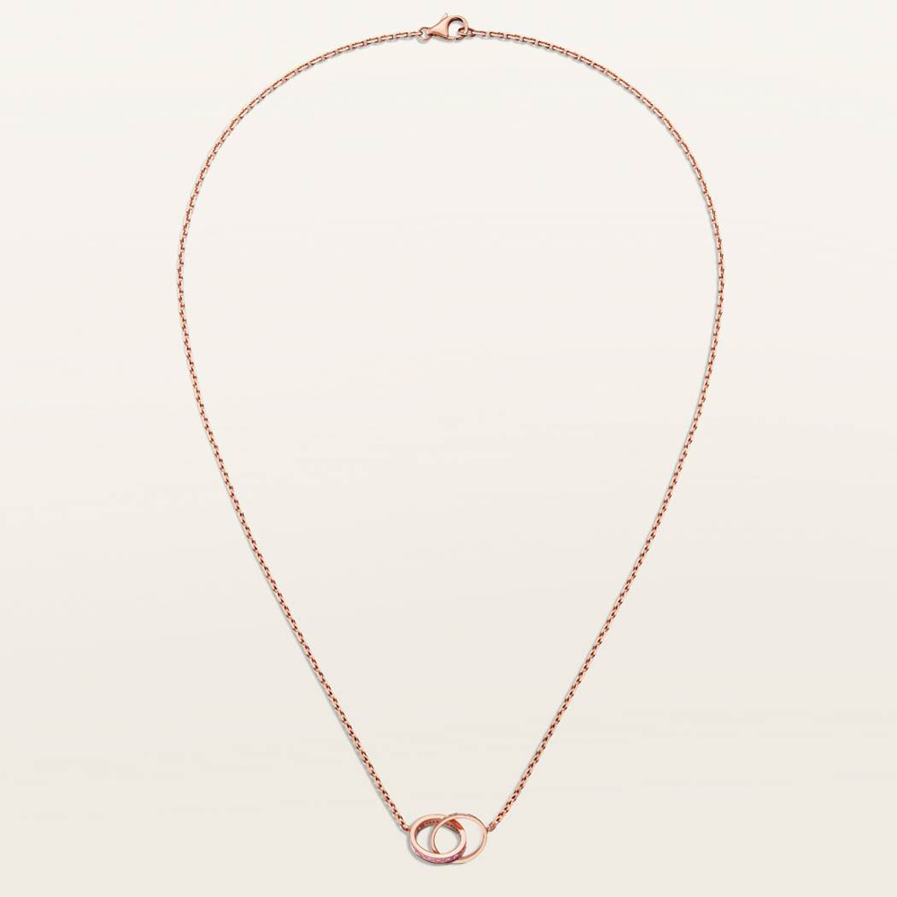 Cartier pink Jewelry Cartier Love Pendant Necklace Half-paved Pink Sapphire 18k Rose Gold Rose Gold Pink Sapphire #393459 | N