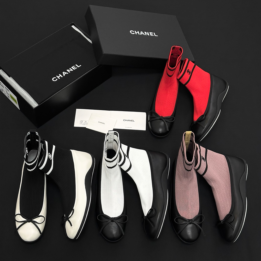 Chanel black Shoes CHANEL Sneakers Lambskin Knit Black Red #389755 | Nigo Office