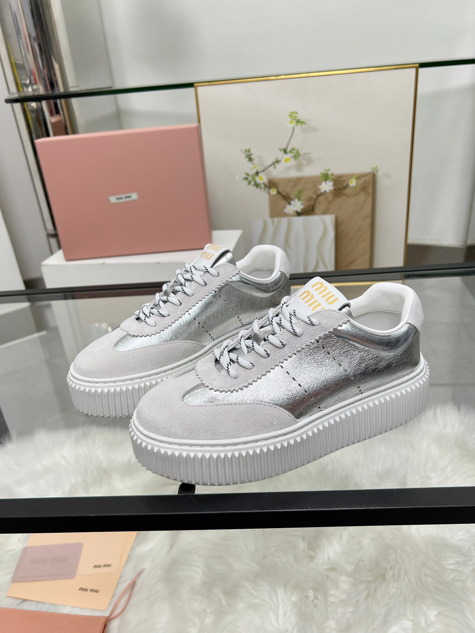 [TOP] Miu Miu Casual Shoes - Gray - 711 Luxury