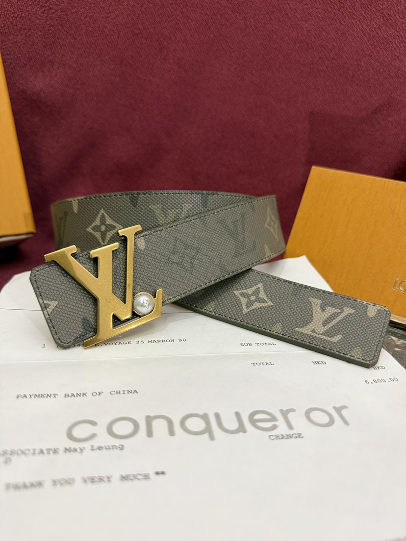 [TOP] Louis Vuitton LV Initials Monogram Surplus Belt 4cm - Green - 711 Luxury