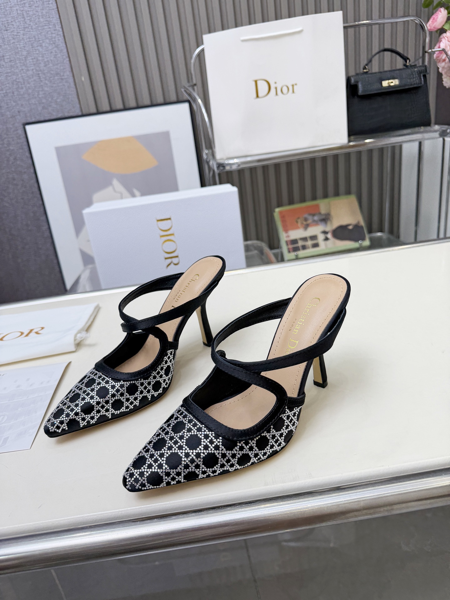 [TOP] Christian Dior High Heels Slippers - Black - 711 Luxury