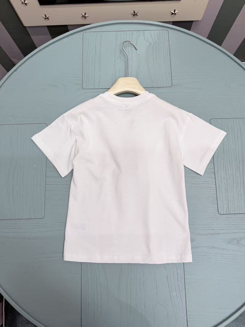 Burberry Unisex Kids White Summer Ocean Equestrian Knight Print Combed Cotton Crew Neck Short Sleeve T-Shirt Boys Girls Sizes 100-160