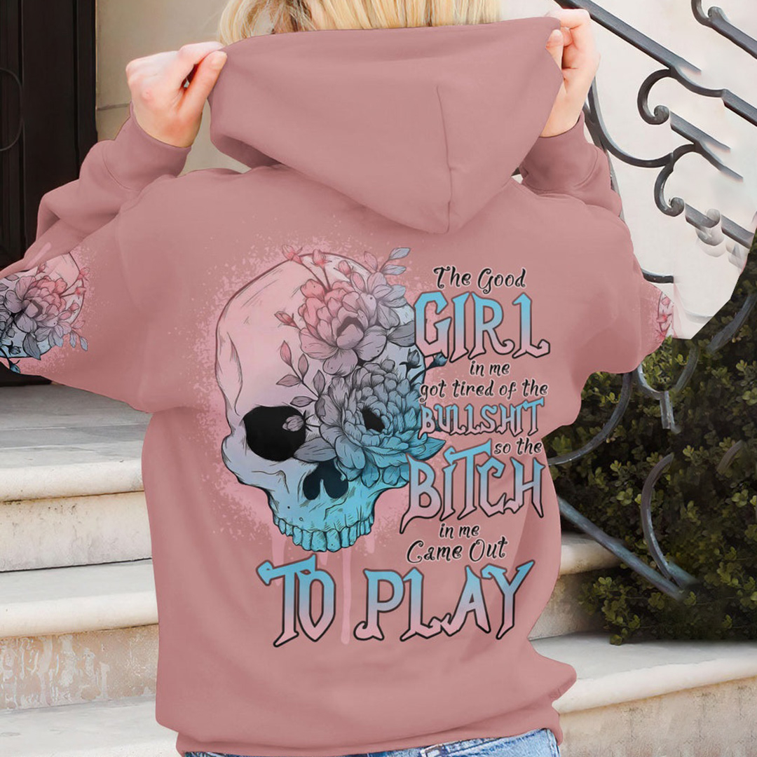 THE GOOD GIRL IN ME Pink Skull Print Women's Hoodie